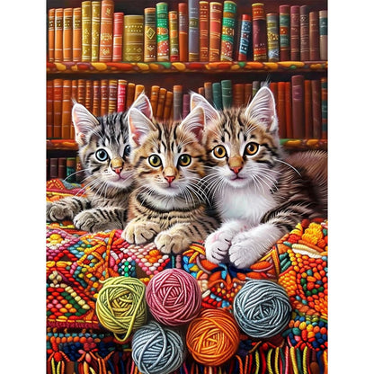 CSZPPQAF Diamond Art Kit,Cat Diamond Painting Kits for Beginners,Full Round Drill,Home Wall 11.8"*15.8"