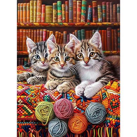 CSZPPQAF Diamond Art Kit,Cat Diamond Painting Kits for Beginners,Full Round Drill,Home Wall 11.8"*15.8"