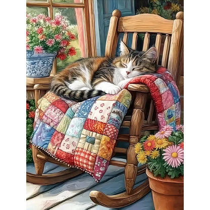 CSZPPQAF 5D DIY Diamond Art Kits for Adults Beginners,Sleeping Cat Painting Diamond Dots Art,Home Wall Decor 11.8x15.8in.