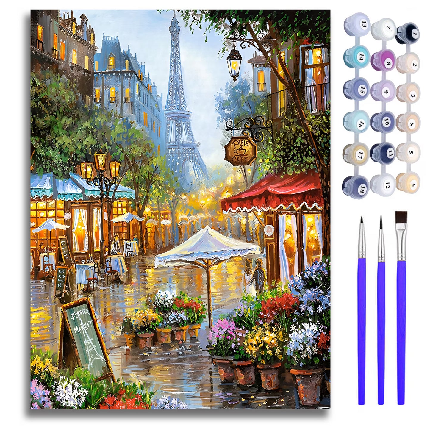 Mosaflare Paint by Numbers Kit for Beginners-British Style,DIY Craft for Adults 16"x20" Canvas