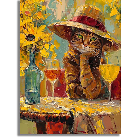 Mosaflare Cat Diamond Art Painting Kits,Art Craft Kits,Full Round Drill,Home Wall and Relaxing 12"×16"