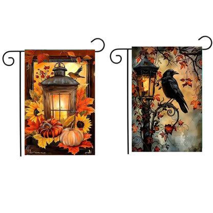 CSZPPQAF Autumn Garden Flags 12x18 Double Sided-Streetlight,2 Pack-165 GSM Polyester Fall Yard Decoration Flags, Fade Resistant