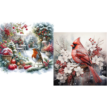 CSZPPQAF 2-Pack Diamond Painting Kits for Adults-Christmas Bird, Full Drill Round Diamond Art, Craft Art, Home Wall Decor and Gift 13.8 x 13.8 Inch