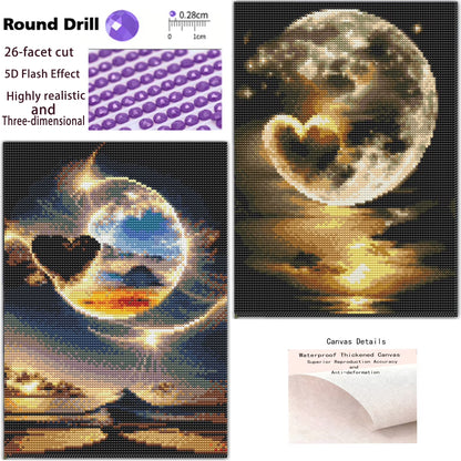CSZPPQAF Moon Diamond Painting Kits,2-Pack Full Round Dril Diamond Art,11.8"×15.8",Relaxing Craft