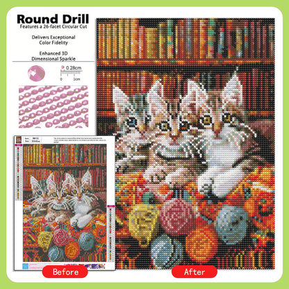 CSZPPQAF Diamond Art Kit,Cat Diamond Painting Kits for Beginners,Full Round Drill,Home Wall 11.8"*15.8"