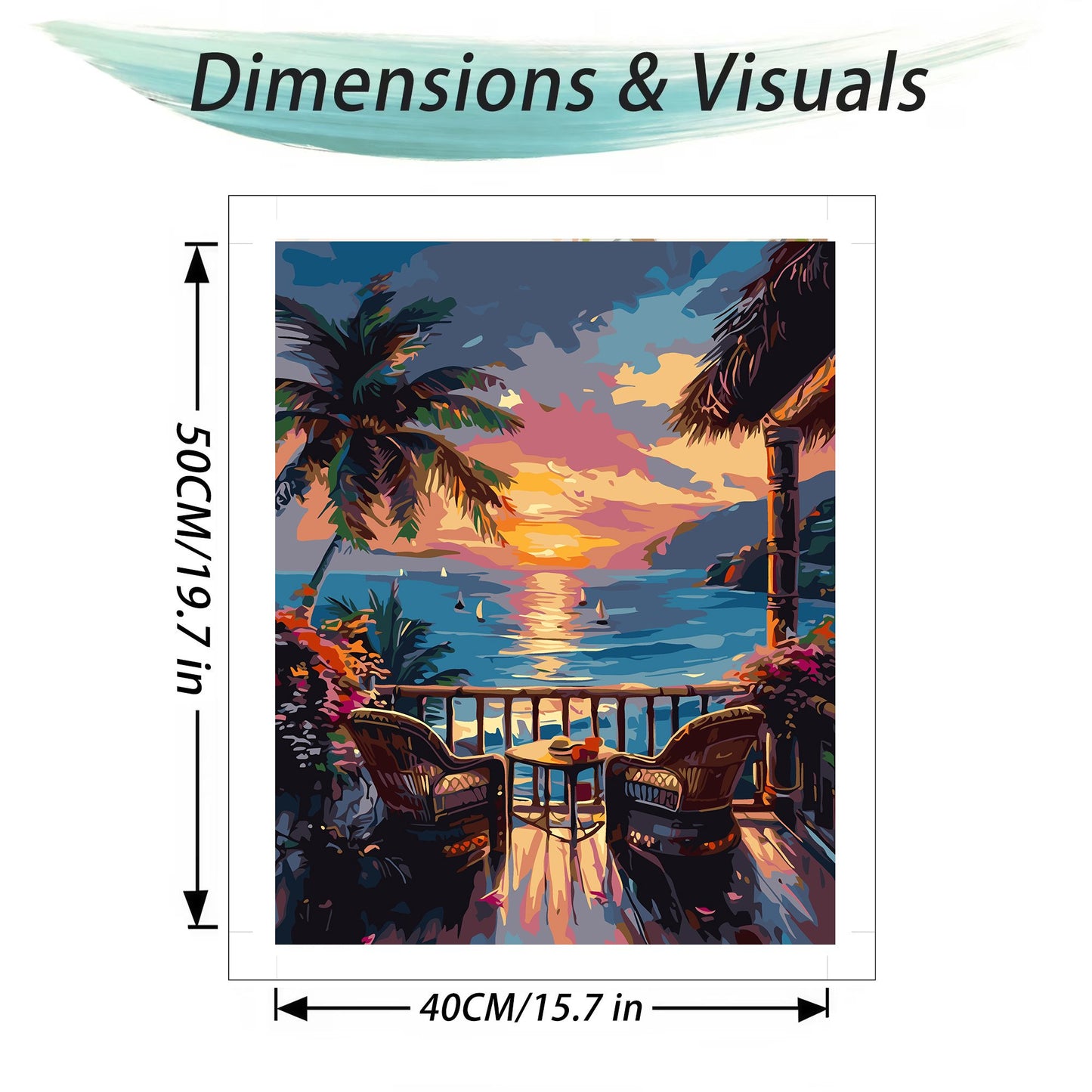 Mosaflare Ocean View Paint by Numbers Kit for Adults and Beginners,DIY Craft Art 16"x20" Canvas