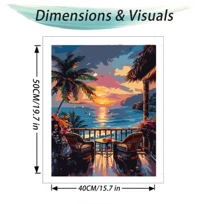 Mosaflare Ocean View Paint by Numbers Kit for Adults and Beginners,DIY Craft Art 16"x20" Canvas