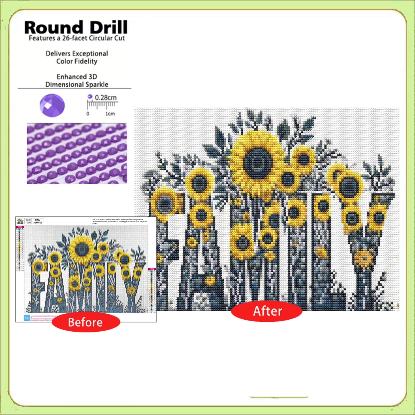 CSZPPQAF Diamond Painting Kits-Family Art Craft,Full Round Drill Diamond Art, Home Wall Decor 11.8"×15.8"