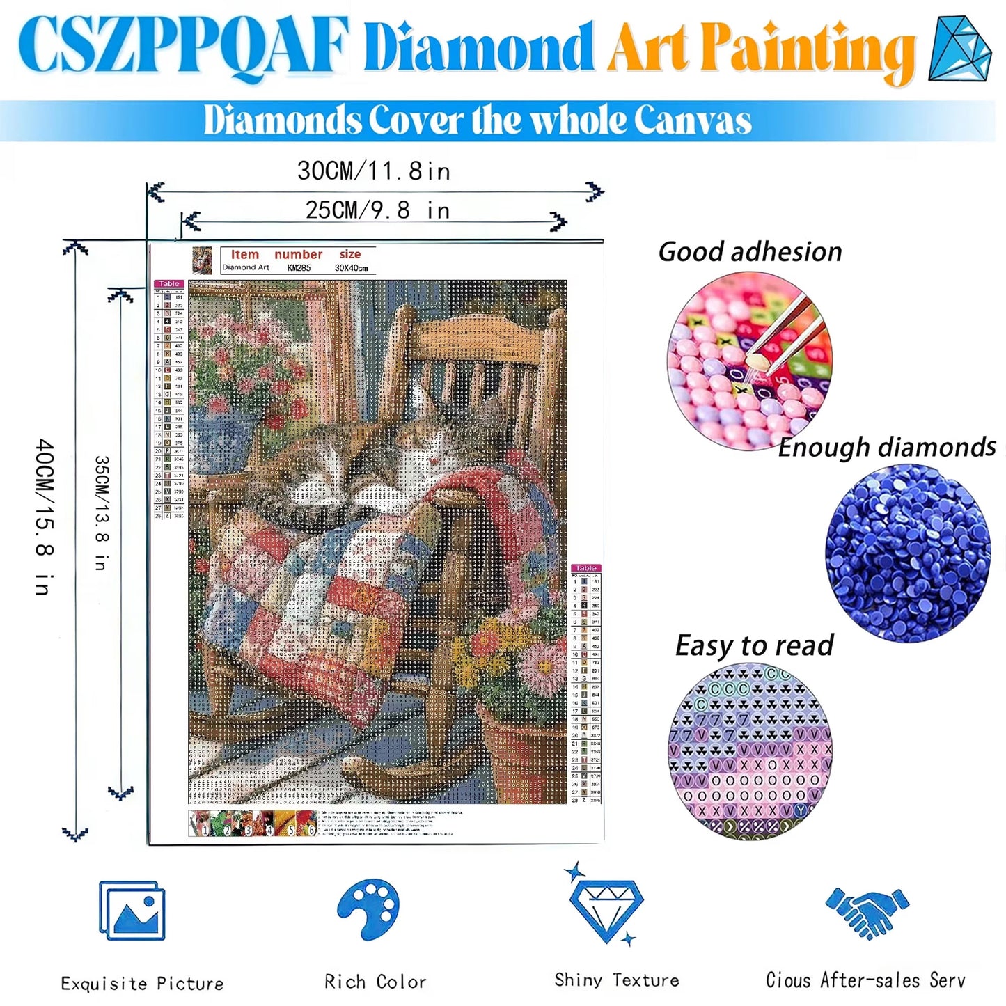 CSZPPQAF 5D DIY Diamond Art Kits for Adults Beginners,Sleeping Cat Painting Diamond Dots Art,Home Wall Decor 11.8x15.8in.