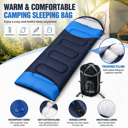 SROEDTY Sleeping Bag for Adults - Oversized Envelope Lightweight Cotton Sleeping Bags, Camping, Backpacking, Traveling, Hiking Must Haves (Blue) 4 lbs
