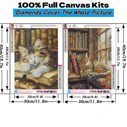 Mosaflare Cat Diamond Art Painting Kits,2-Pack Art Craft kits,Full Round Drill,Home Wall and Relaxing 12"×16"