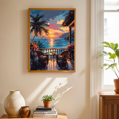 Mosaflare Ocean View Paint by Numbers Kit for Adults and Beginners,DIY Craft Art 16"x20" Canvas