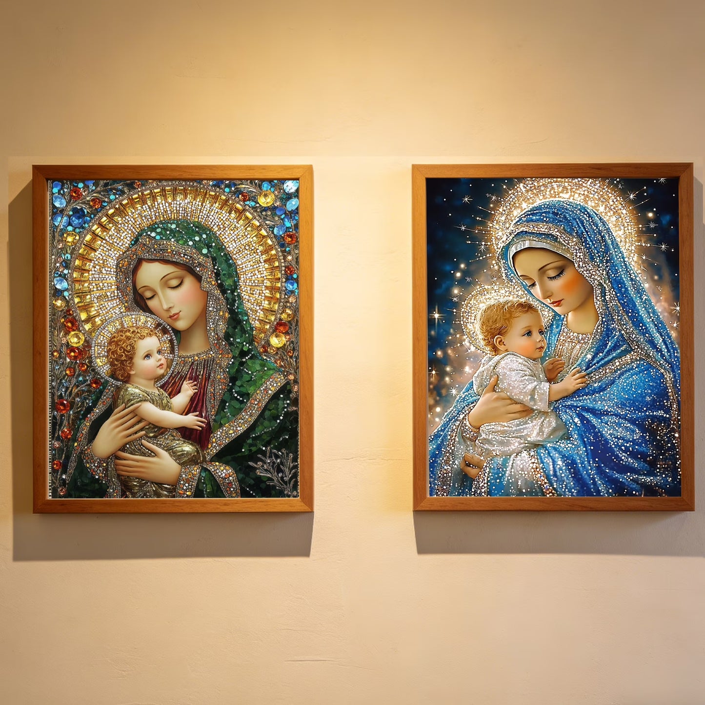 CSZPPQAF 2-Pack Madonna and Child Diamond Painting Kits for Adults - Full Round Drill, Textured Diamond Art for Home Wall Decor