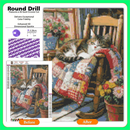 CSZPPQAF 5D DIY Diamond Art Kits for Adults Beginners,Sleeping Cat Painting Diamond Dots Art,Home Wall Decor 11.8x15.8in.