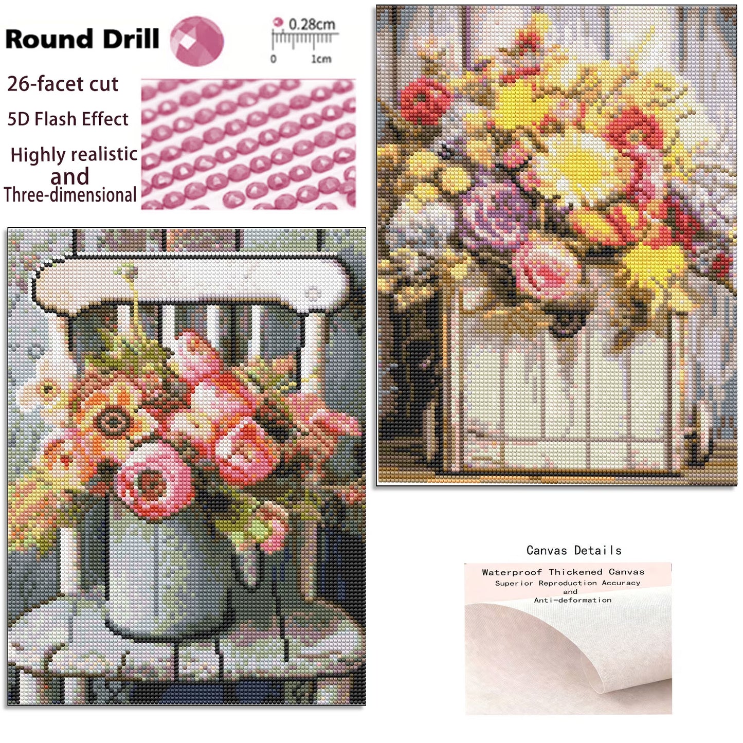 CSZPPQAF 2-Pack Diamond Art Kit,Retro style Diamond Painting Kits for Beginners,Full Round Drill,Home Wall 11.8"*15.8"
