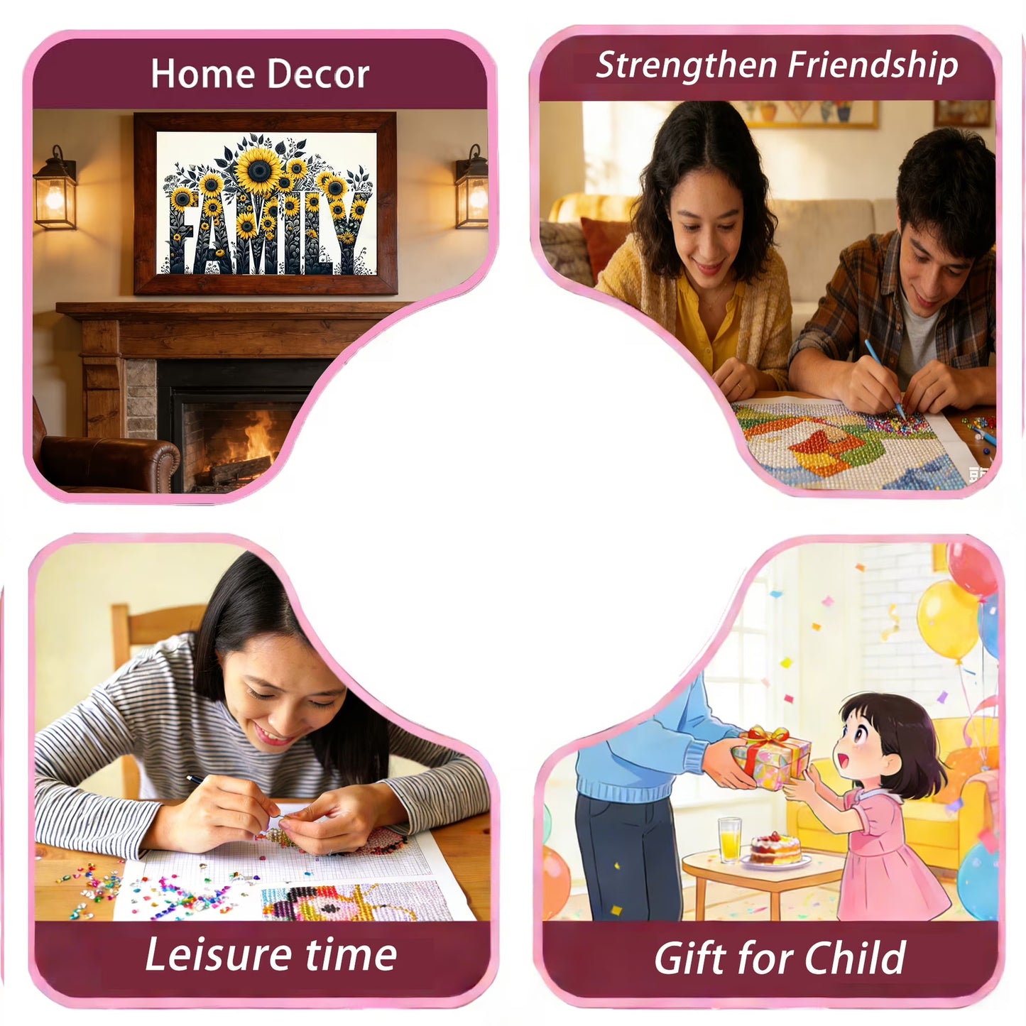 CSZPPQAF Diamond Painting Kits-Family Art Craft,Full Round Drill Diamond Art, Home Wall Decor 11.8"×15.8"