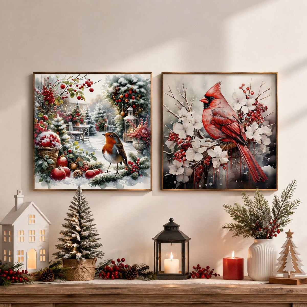 CSZPPQAF 2-Pack Diamond Painting Kits for Adults-Christmas Bird, Full Drill Round Diamond Art, Craft Art, Home Wall Decor and Gift 13.8 x 13.8 Inch
