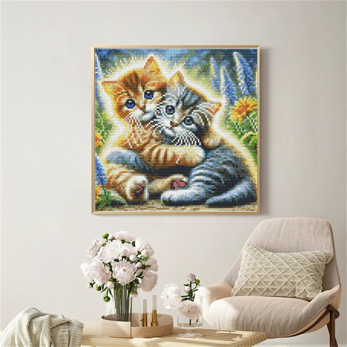 Mosaflare Diamond Painting Kit,Cat Diamond Art,DIY Full Drill,Stress Relief Craft Art and Home Decor 14"×14"