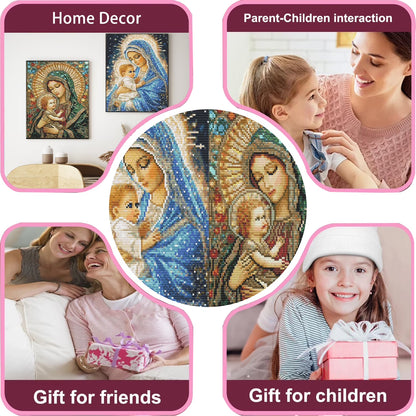 CSZPPQAF 2-Pack Madonna and Child Diamond Painting Kits for Adults - Full Round Drill, Textured Diamond Art for Home Wall Decor