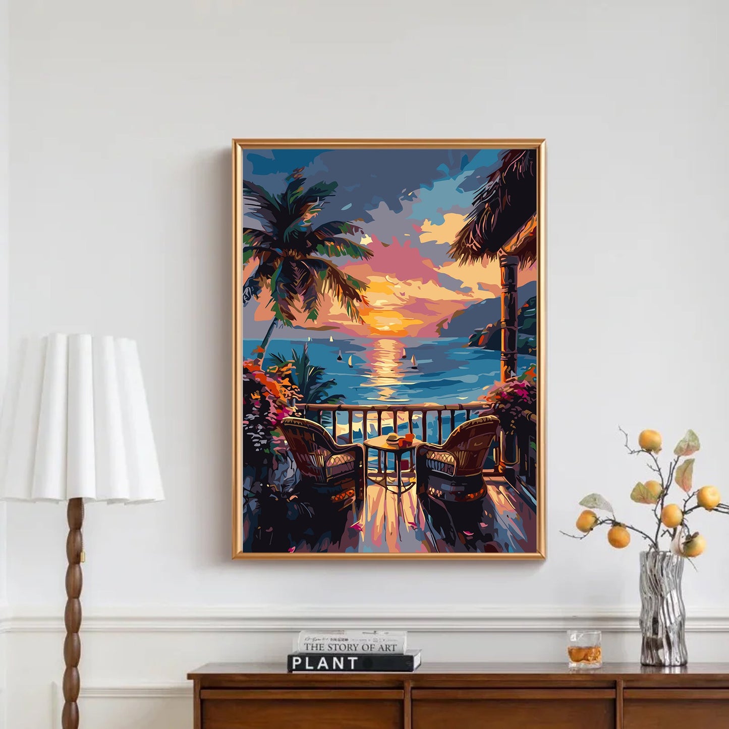Mosaflare Ocean View Paint by Numbers Kit for Adults and Beginners,DIY Craft Art 16"x20" Canvas