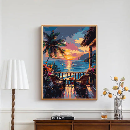 Mosaflare Ocean View Paint by Numbers Kit for Adults and Beginners,DIY Craft Art 16"x20" Canvas
