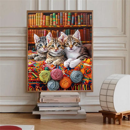 CSZPPQAF Diamond Art Kit,Cat Diamond Painting Kits for Beginners,Full Round Drill,Home Wall 11.8"*15.8"
