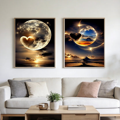 CSZPPQAF Moon Diamond Painting Kits,2-Pack Full Round Dril Diamond Art,11.8"×15.8",Relaxing Craft