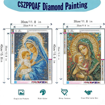 CSZPPQAF 2-Pack Madonna and Child Diamond Painting Kits for Adults - Full Round Drill, Textured Diamond Art for Home Wall Decor
