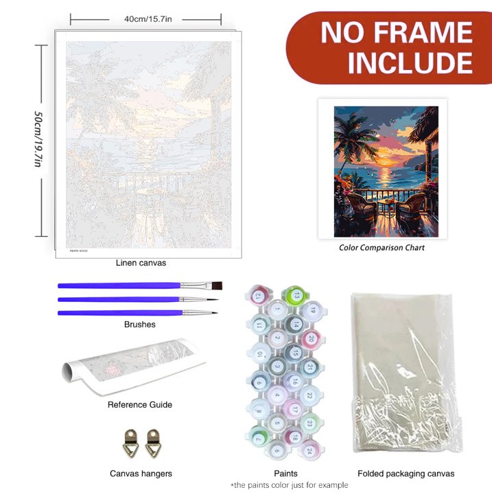Mosaflare Ocean View Paint by Numbers Kit for Adults and Beginners,DIY Craft Art 16"x20" Canvas