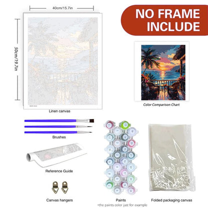 Mosaflare Ocean View Paint by Numbers Kit for Adults and Beginners,DIY Craft Art 16"x20" Canvas