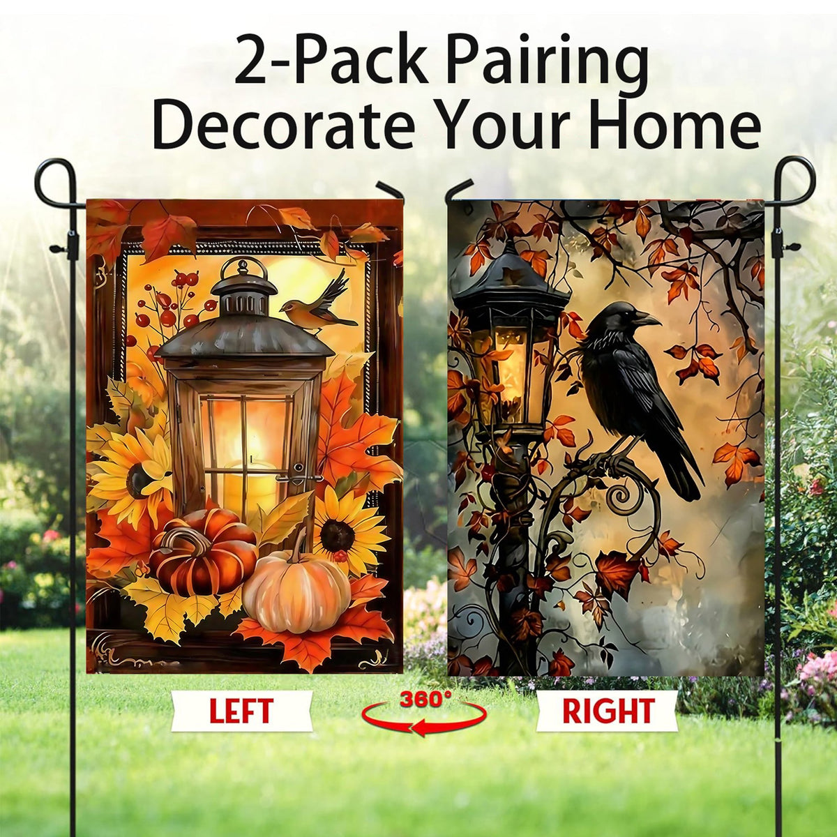 CSZPPQAF Autumn Garden Flags 12x18 Double Sided-Streetlight,2 Pack-165 GSM Polyester Fall Yard Decoration Flags, Fade Resistant