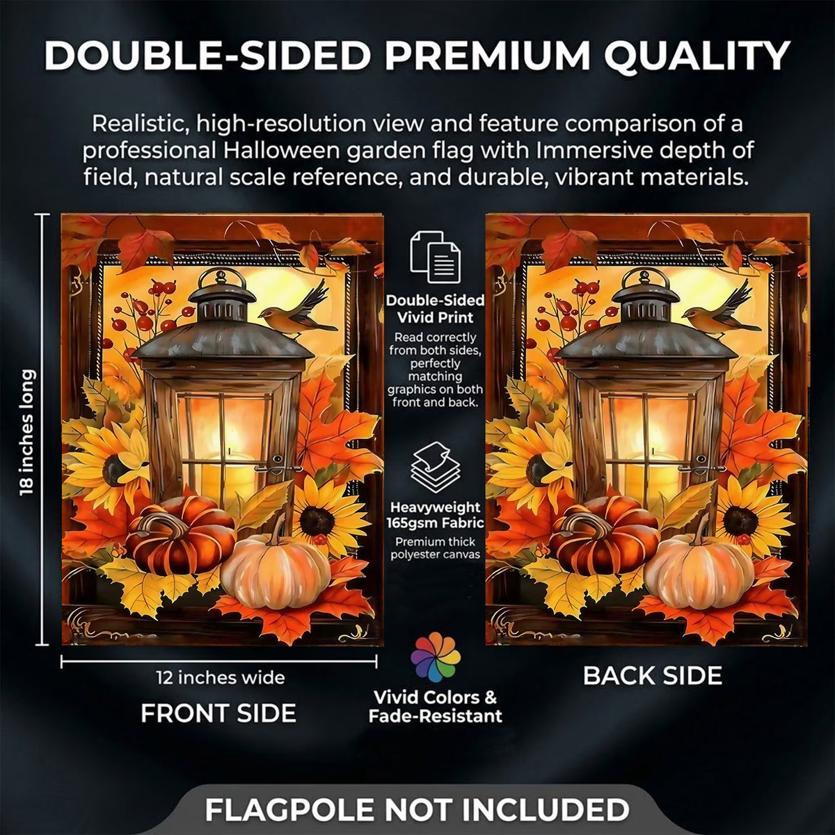 CSZPPQAF Autumn Garden Flags 12x18 Double Sided-Streetlight,2 Pack-165 GSM Polyester Fall Yard Decoration Flags, Fade Resistant
