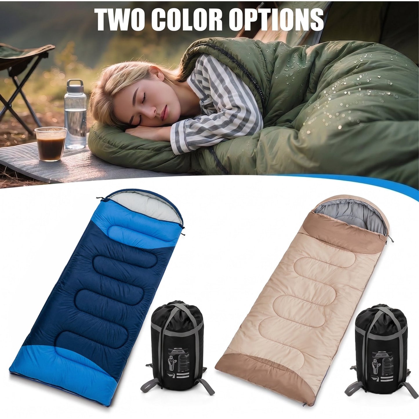SROEDTY Sleeping Bag for Adults - Oversized Envelope Lightweight Cotton Sleeping Bags, Camping, Backpacking, Traveling, Hiking Must Haves (Blue) 4 lbs