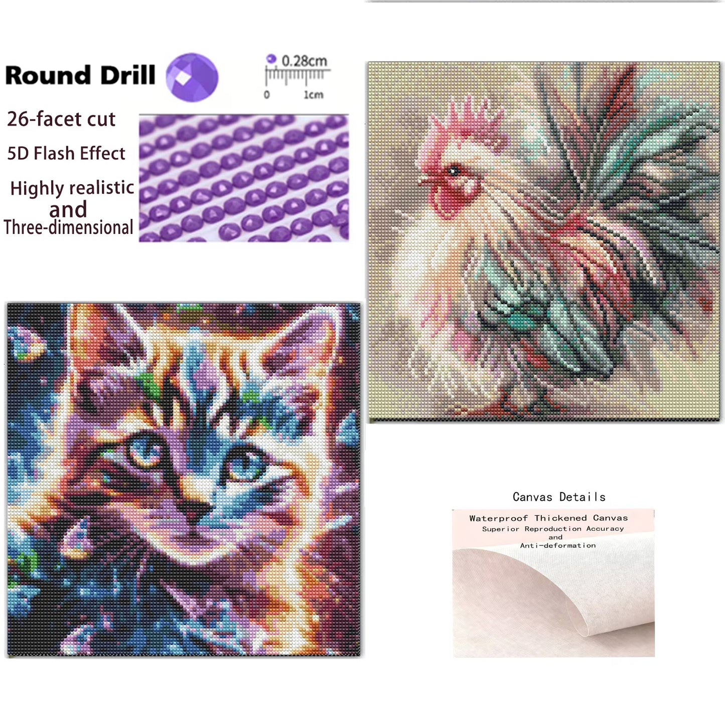 CSZPPQAF 2-Pack Animal Diamond Painting Kits for Adults - Full Round Drill, Textured Diamond Art for Home Wall Decor