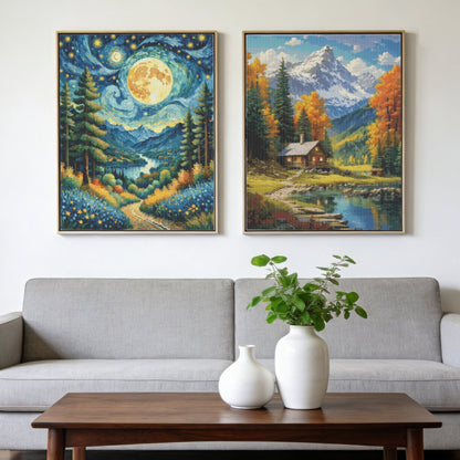 Mosaflare Diamond Art Painting Kits,2-Pack Naturally Art Craft Kits,Full Round Drill,Home Wall and Relaxing 12"×16"