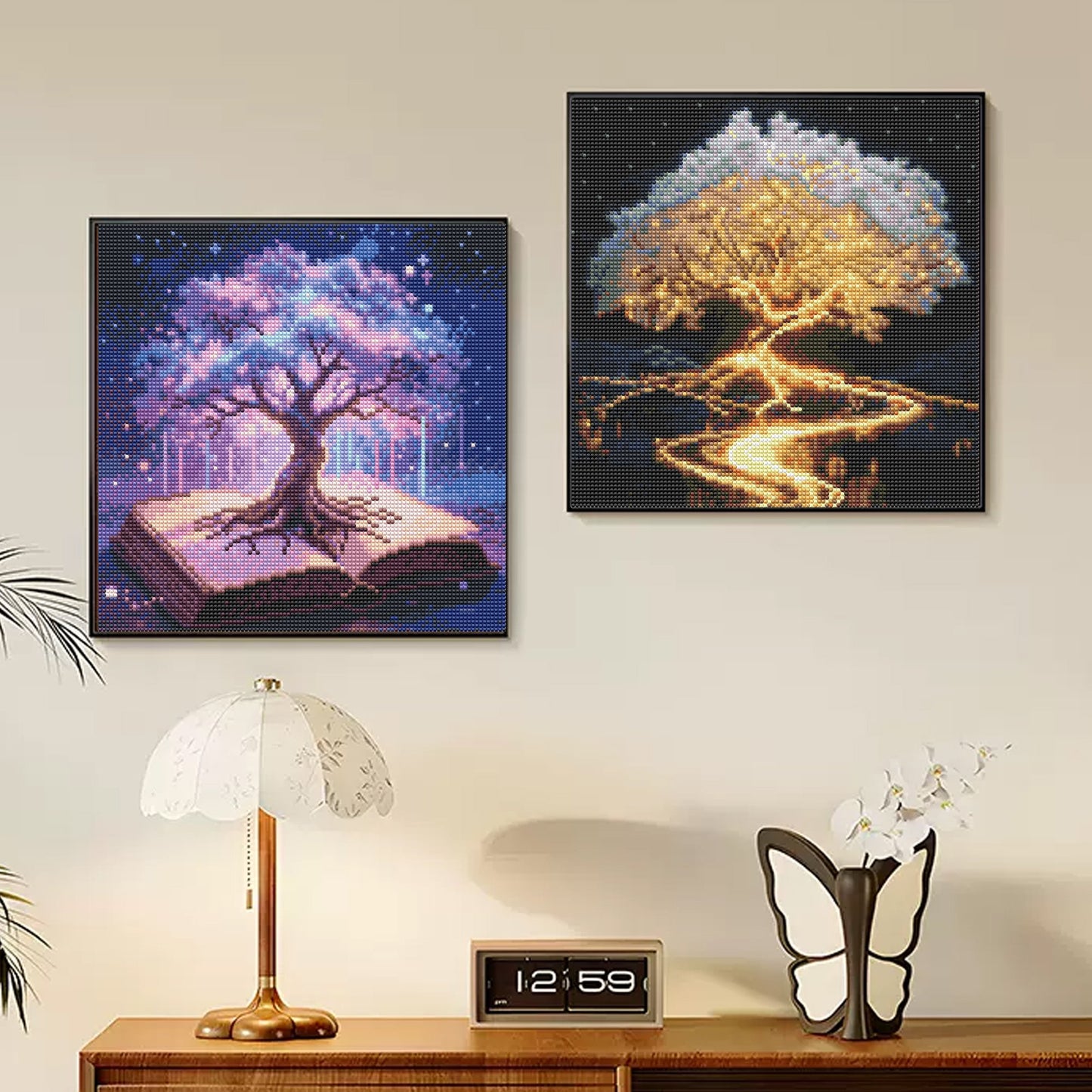 CSZPPQAF 2-Pack Diamond Painting for Adults-Life Tree,Full Round Drill Diamond Art Kits, Relaxing Craft & Wall Decor