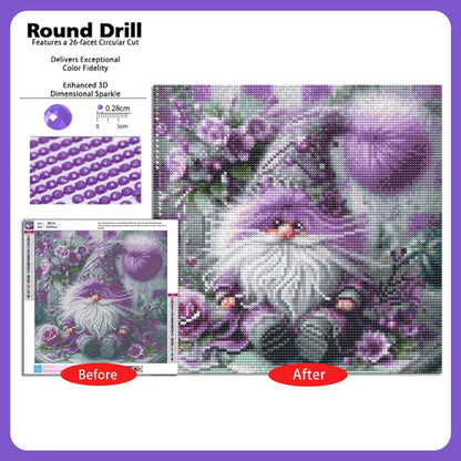 CSZPPQAF Diamond Art Kit,Gnome Diamond Painting Kits for Beginners,Full Round Drill,Home Wall 13.8"*13.8"