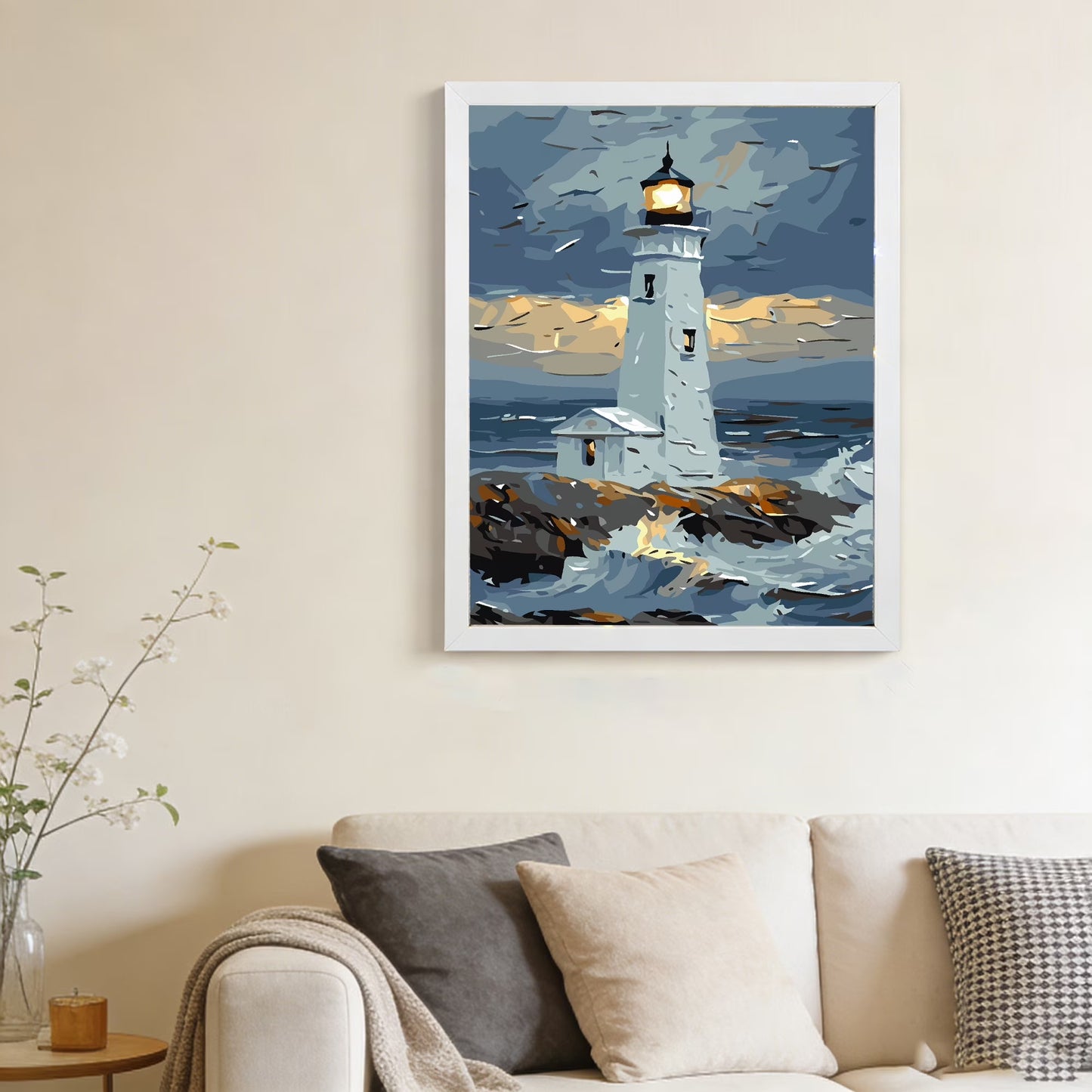 Mosaflare Paint by Numbers Kits for Adults,DIY Lighthouse Art Craft Oil Painting Set,Home Wall Decor 16"×20"