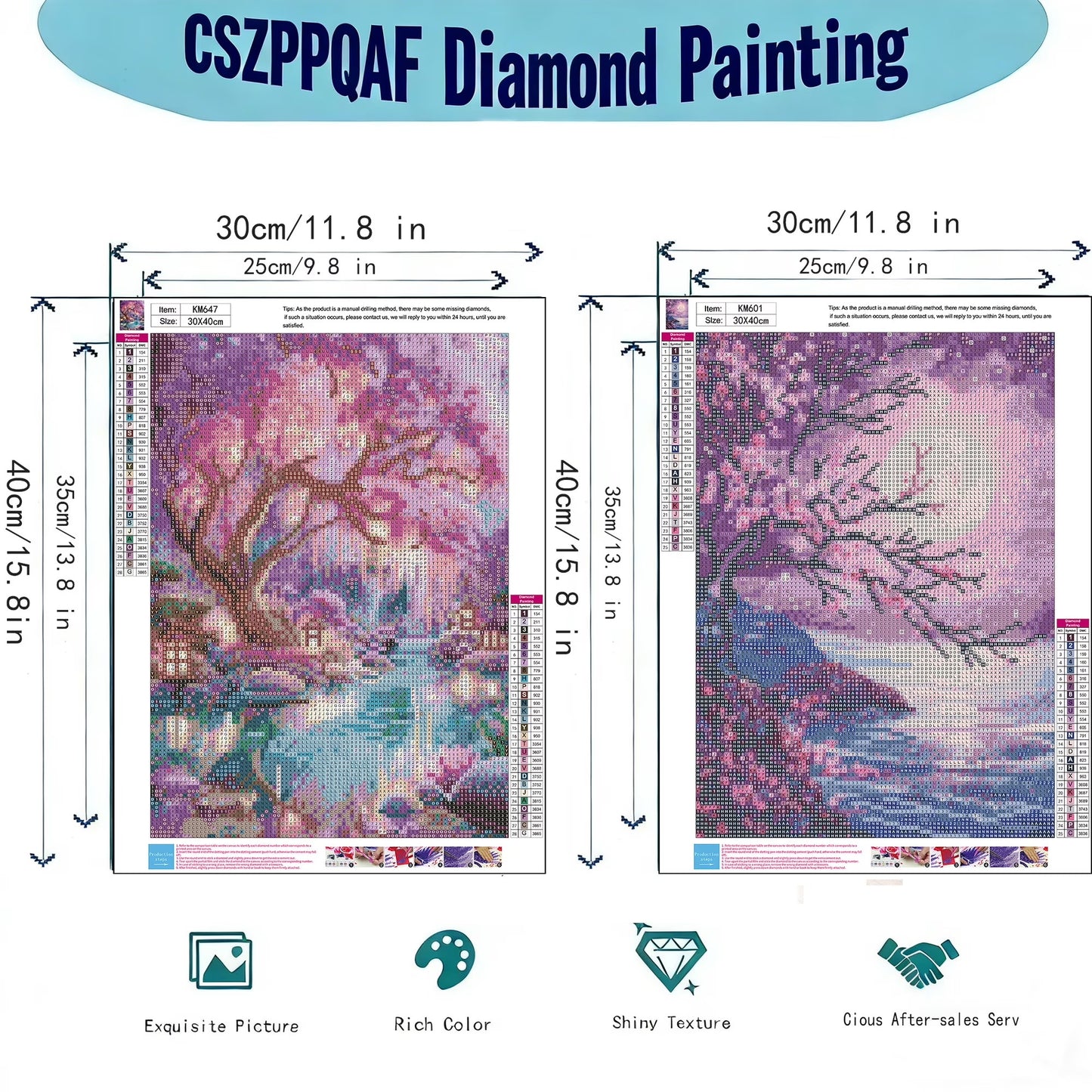 CSZPPQAF 2-Pack Tree Diamond Painting Kits for Adults - Full Round Drill, Textured Diamond Art for Home Wall Decor