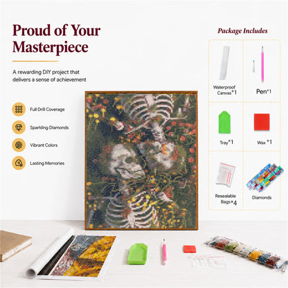 CSZPPQAF Skull Diamond Painting Kits,5D DIY Full Round Drill Diamond Art,Craft for Adults,Home Wall 11.8×15.8 inch