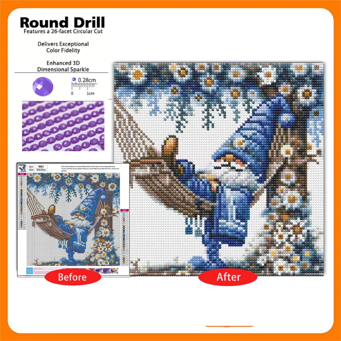 CSZPPQAF Gnome Diamond Art Kits for Beginners,Diamond Painting kits for Adults,Home Wall Decor 11.8x11.8in.