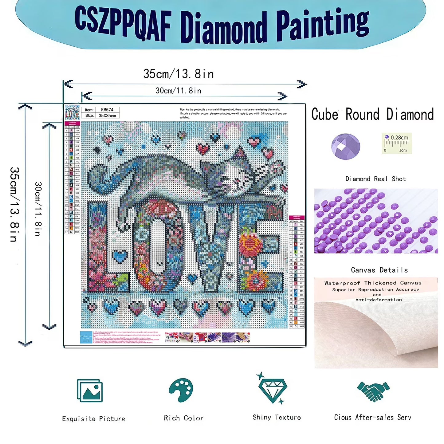 CSZPPQAF 5D Diamond Art for Adults Beginners-Love and Cat,Full Round Drill Diamond Painting Kits, Relaxing Craft & Wall Decor