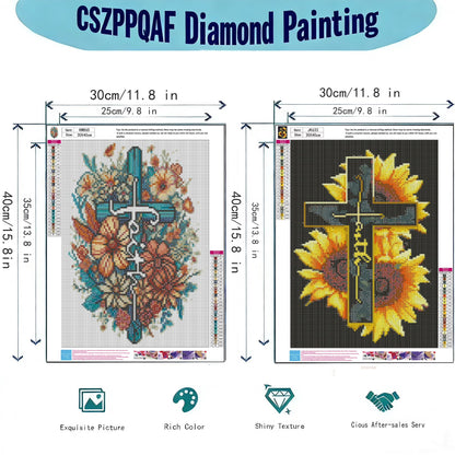 CSZPPQAF 2-Pack Cross Diamond Painting Kits for Adults Beginner- Full Round Drill,Gem Art Craft Set for Home Wall Decor or Relax Gift