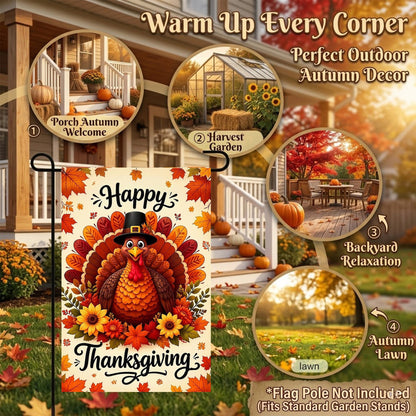 CSZPPQAF Thanksgiving Garden Flags 12x18 Double Sided,2 Pack-165 GSM Polyester Fall Yard Decoration Flags, Fade Resistant