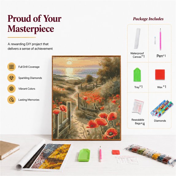 CSZPPQAF Diamond Painting for Adults-Scenery,Full Round Drill Diamond Art Kits, Relaxing Craft & Wall Decor