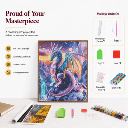 CSZPPQAF Dragon Diamond Painting Kits for Adults, Full Drill Round Diamond Art Craft,11.8"×15.8"