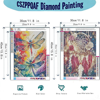 CSZPPQAF 2-Pack Dream Catcher and Dragonfly Diamond Painting Kits for Adults Beginner- Full Round Drill,Gem Art Craft Set for Home Wall Decor or Relax Gift