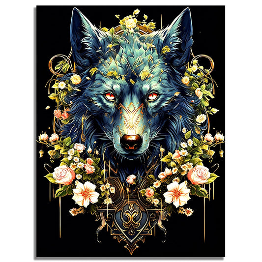 Mosaflare Wolf Diamond Painting Kit,DIY Full Drill Animals Diamond Art,Stress Relief Craft Art and Home Decor 12"×16"