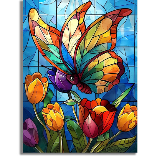 Mosaflare Butterfly Diamond Art Painting Kits,Art Craft Kits,Full Round Drill,Home Wall and Relaxing 12"×16"