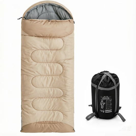 SROEDTY Warm Rectangle Sleeping Bag for Adults-Camping, Backpacking, and Travel （Khaki,Size 87" x 30")
